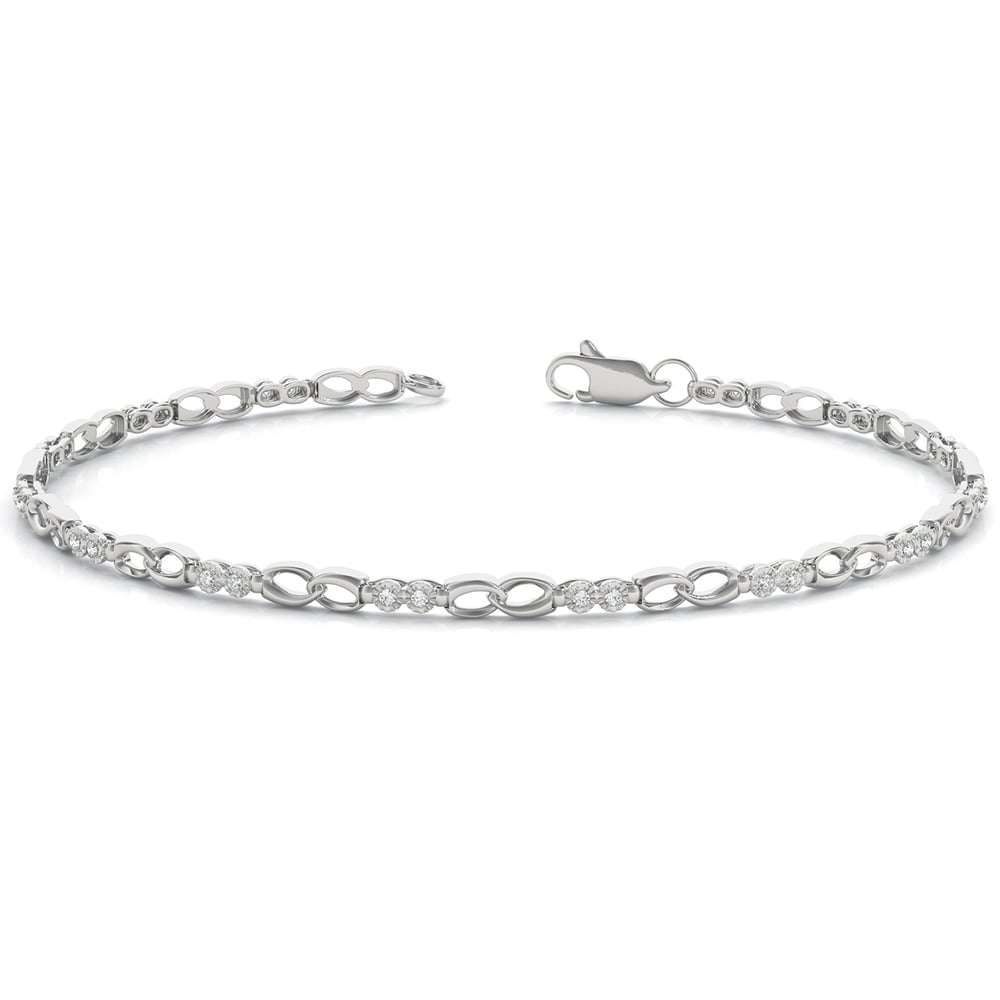 Delicate Link Diamond Bracelet in White Gold (1/8 ctw) | 03
