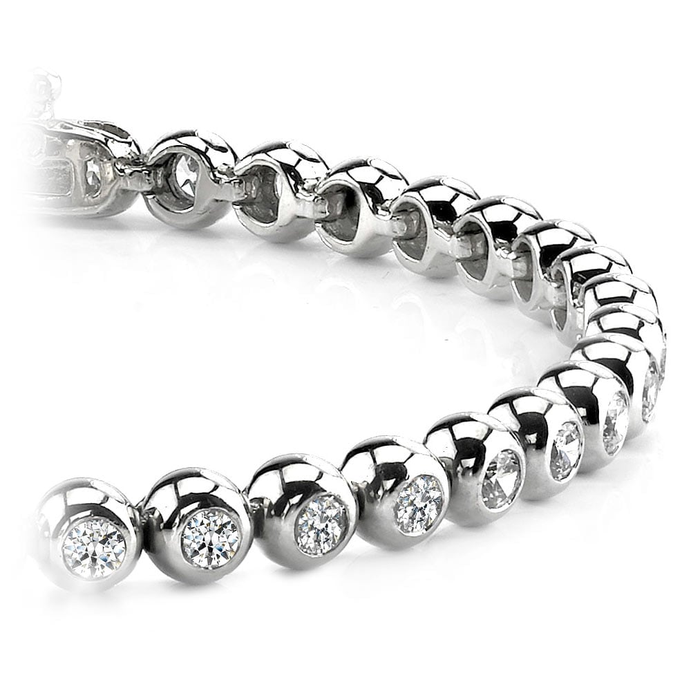 Bezel Diamond Bracelet In White Gold With A Modern Design (1 Ctw) | 01