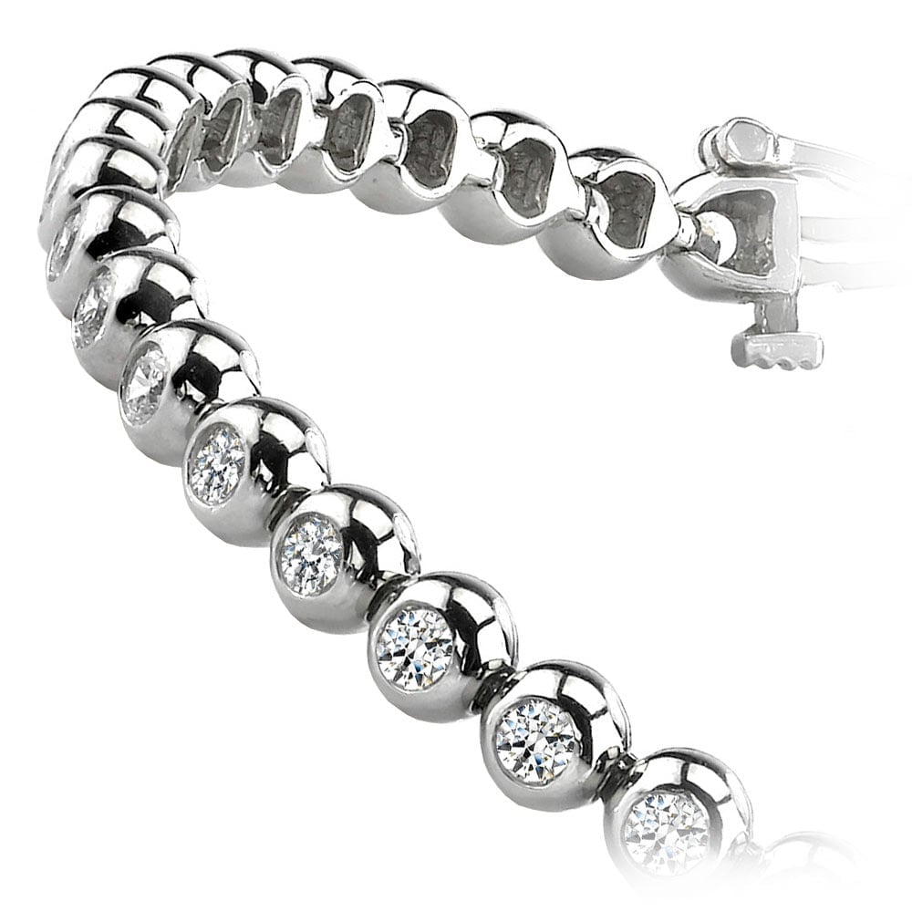 Bezel Diamond Bracelet In White Gold With A Modern Design (1 Ctw) | 02