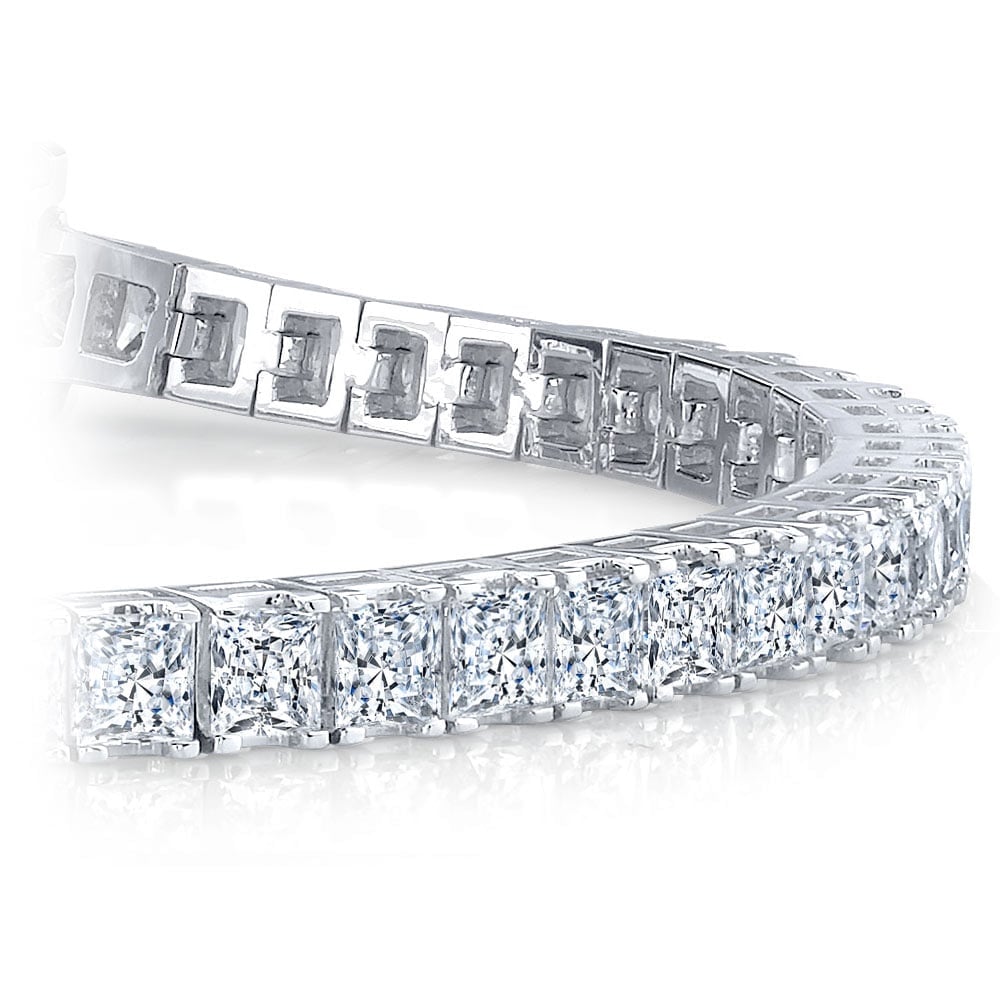 Princess Diamond Line Bracelet In White Gold (4 Ctw) | 01