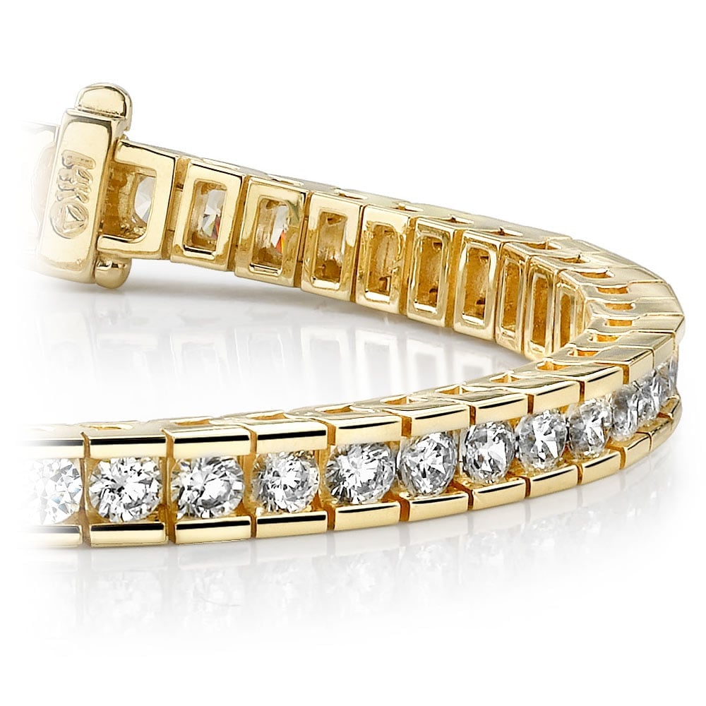 Yellow Gold Channel Set Tennis Bracelet With Round Diamonds (3 1/2 Ctw) | 01