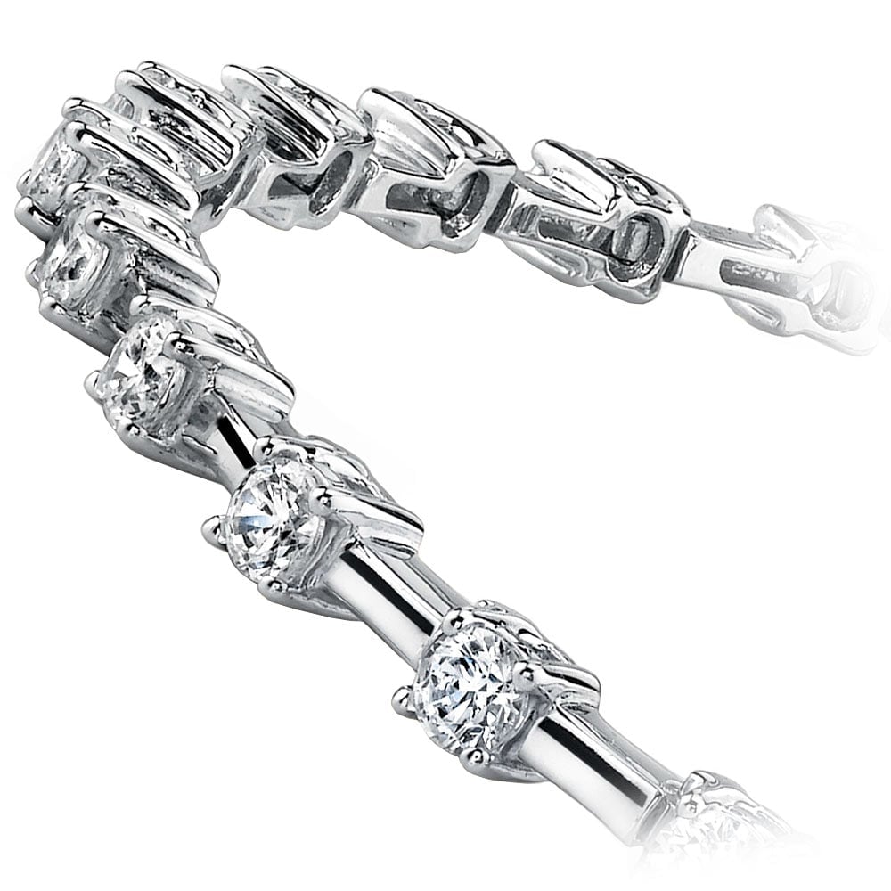 Diamond Link Bracelet In White Gold (Column Link) 1 Ctw | Thumbnail 02