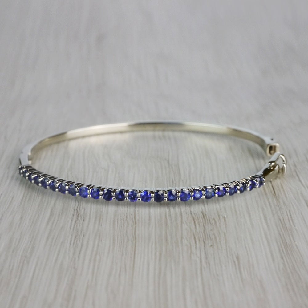 White Gold Sapphire Bangle Bracelet  | Thumbnail 04