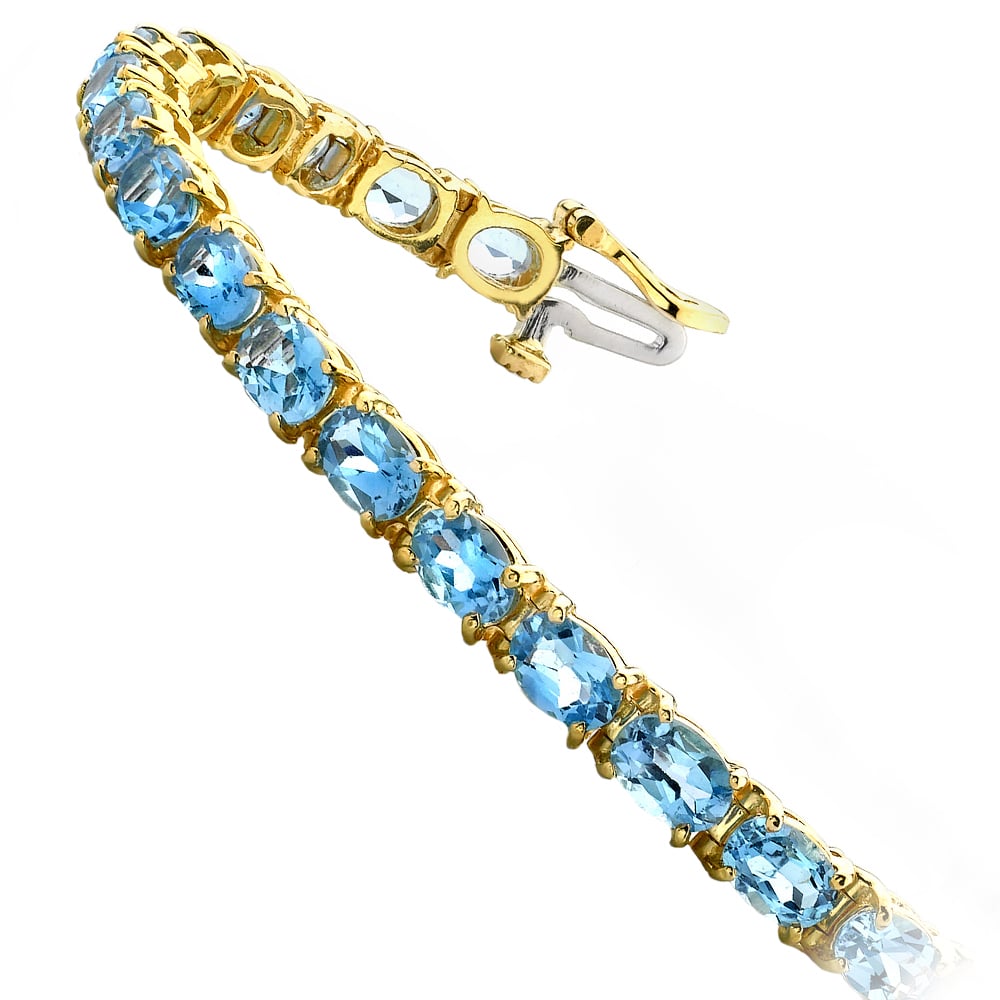 Gold Bracelet With Sky Blue Topaz Gemstones (16 Ctw) | 02