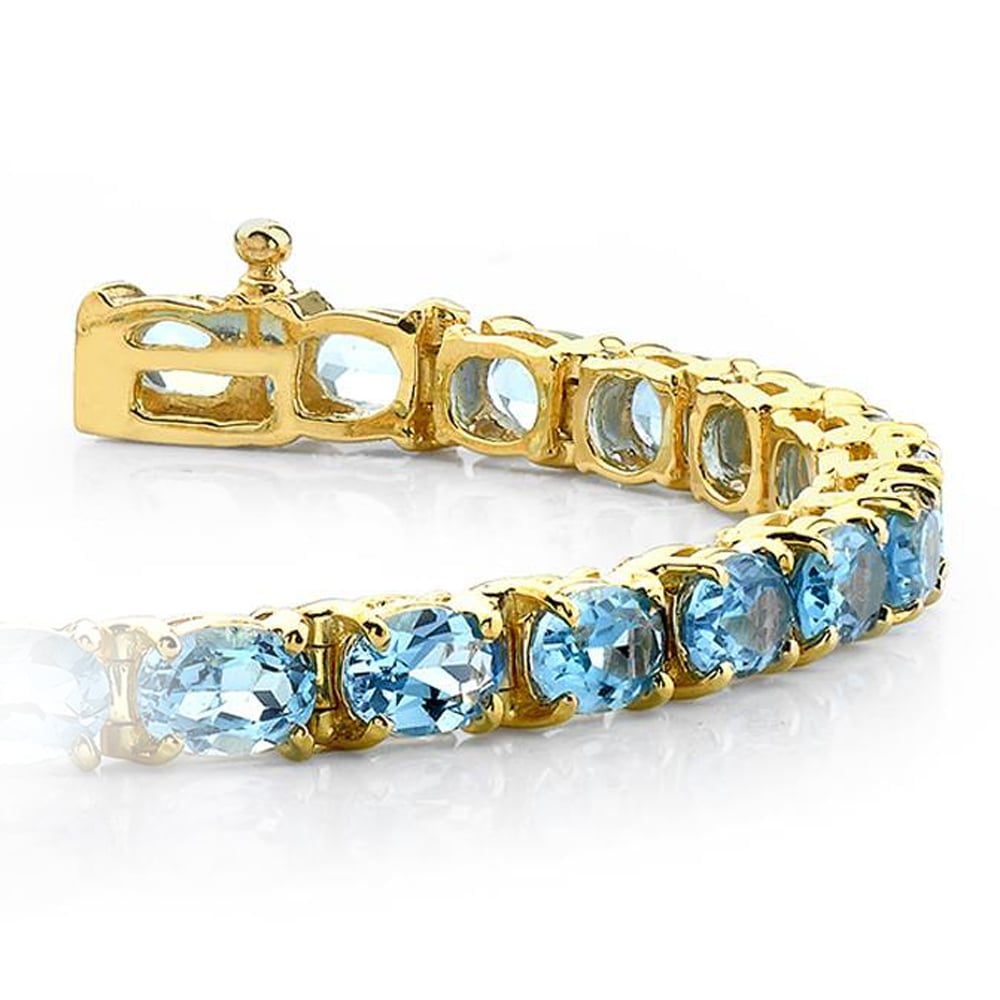 Gold Bracelet With Sky Blue Topaz Gemstones (16 Ctw) | 01