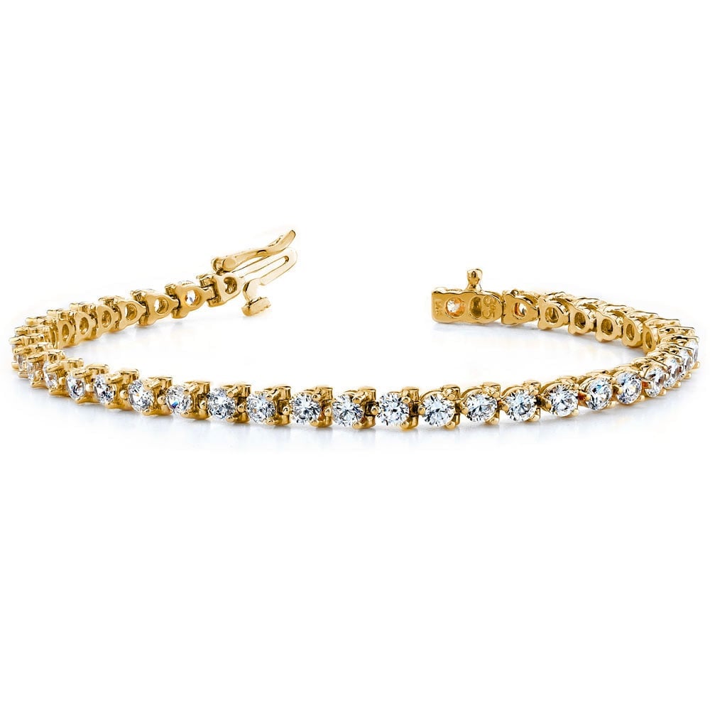 Yellow Gold Diamond Tennis Bracelet (Three Prong) - One Carat | 03