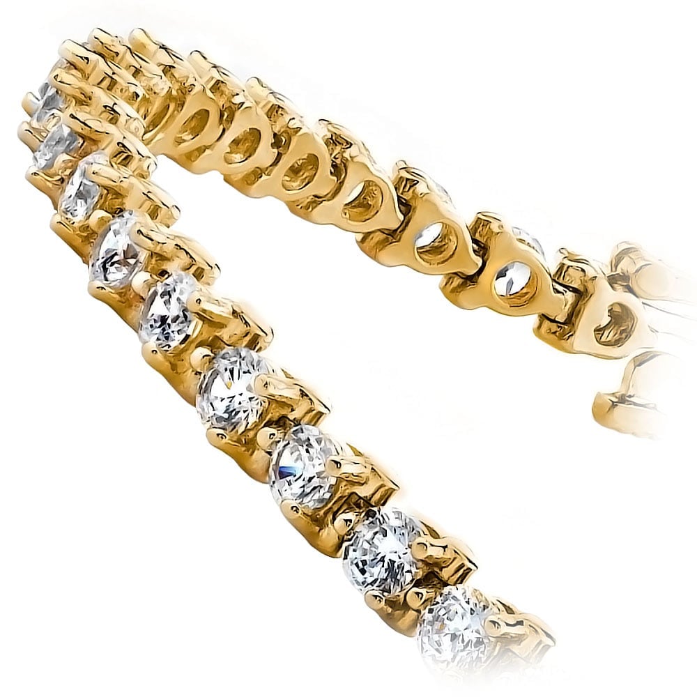 Yellow Gold Diamond Tennis Bracelet (Three Prong) - One Carat | 02