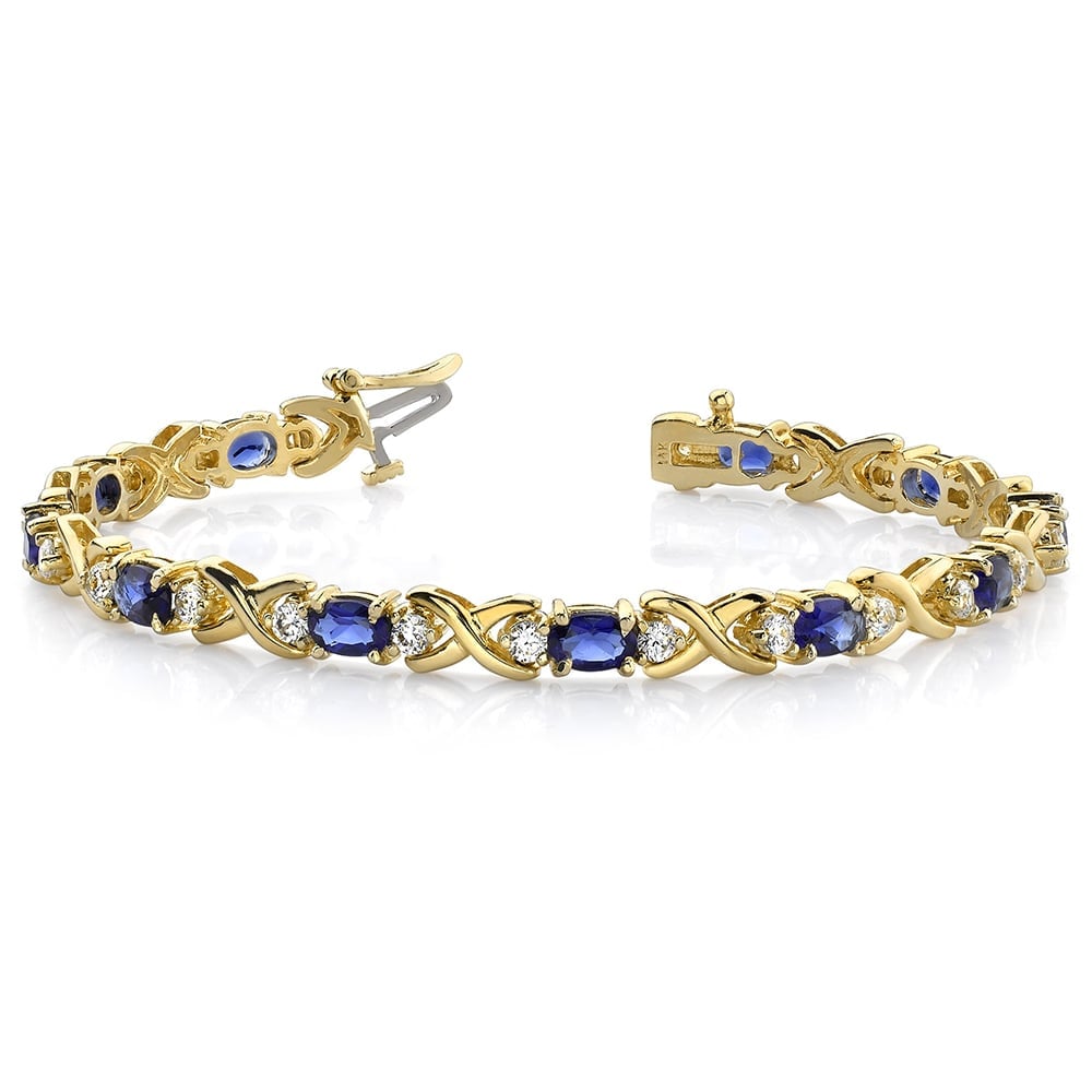 Sapphire And Diamond Bracelet In Yellow Gold (9 Ctw) | Thumbnail 03