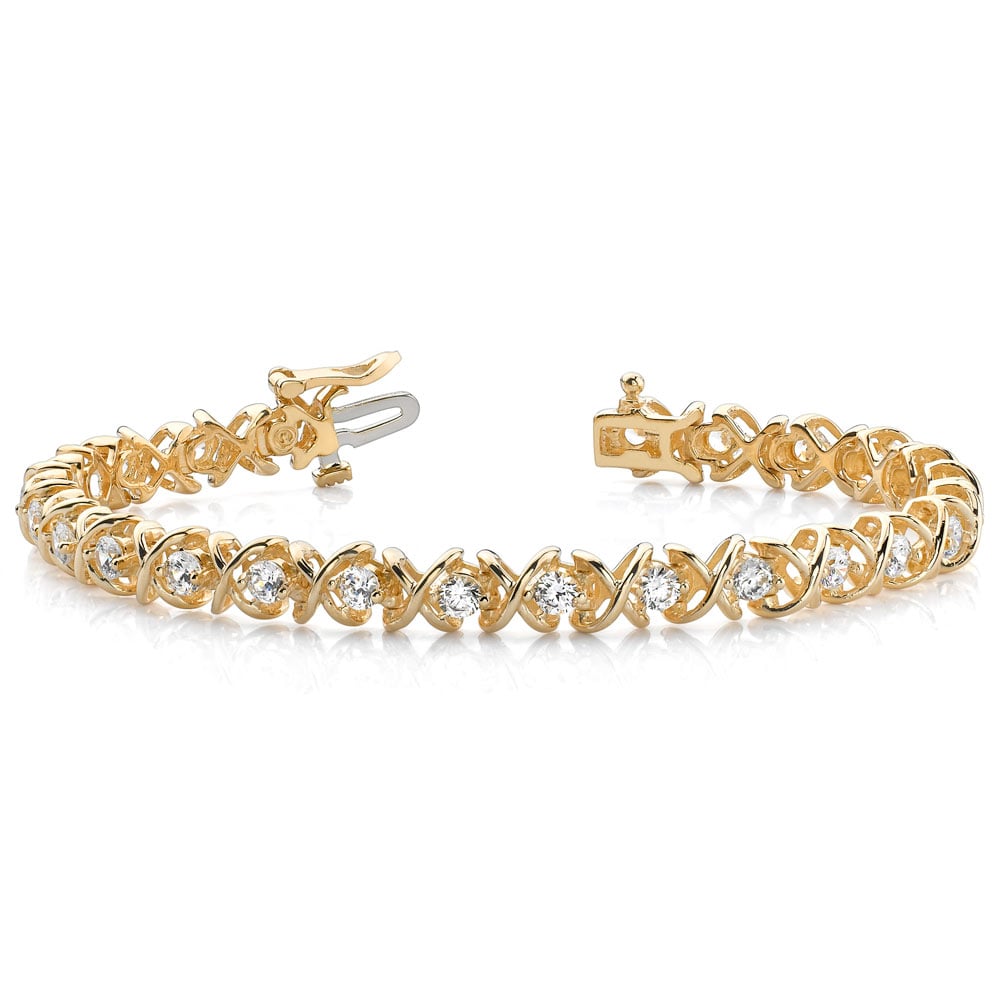 XOXO Diamond Tennis Bracelet In Yellow Gold (1 Ctw) | Thumbnail 03
