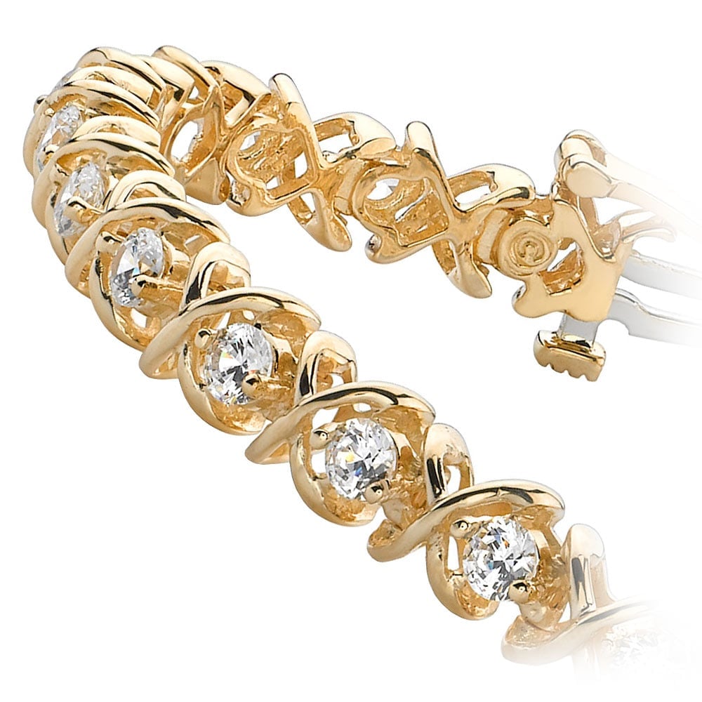 XOXO Diamond Tennis Bracelet In Yellow Gold (1 Ctw) | Thumbnail 02