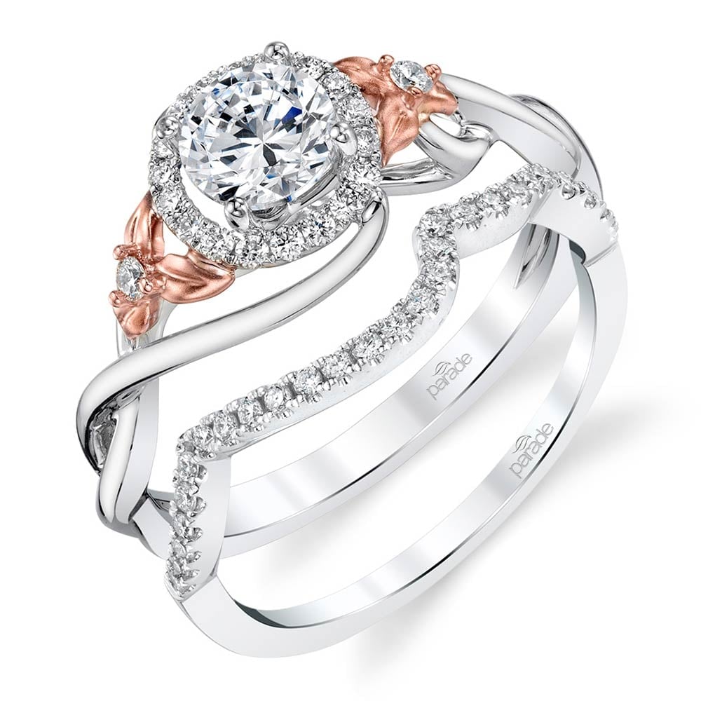 Matching Floral Vine Wedding Ring In White And Rose Gold | Thumbnail 02