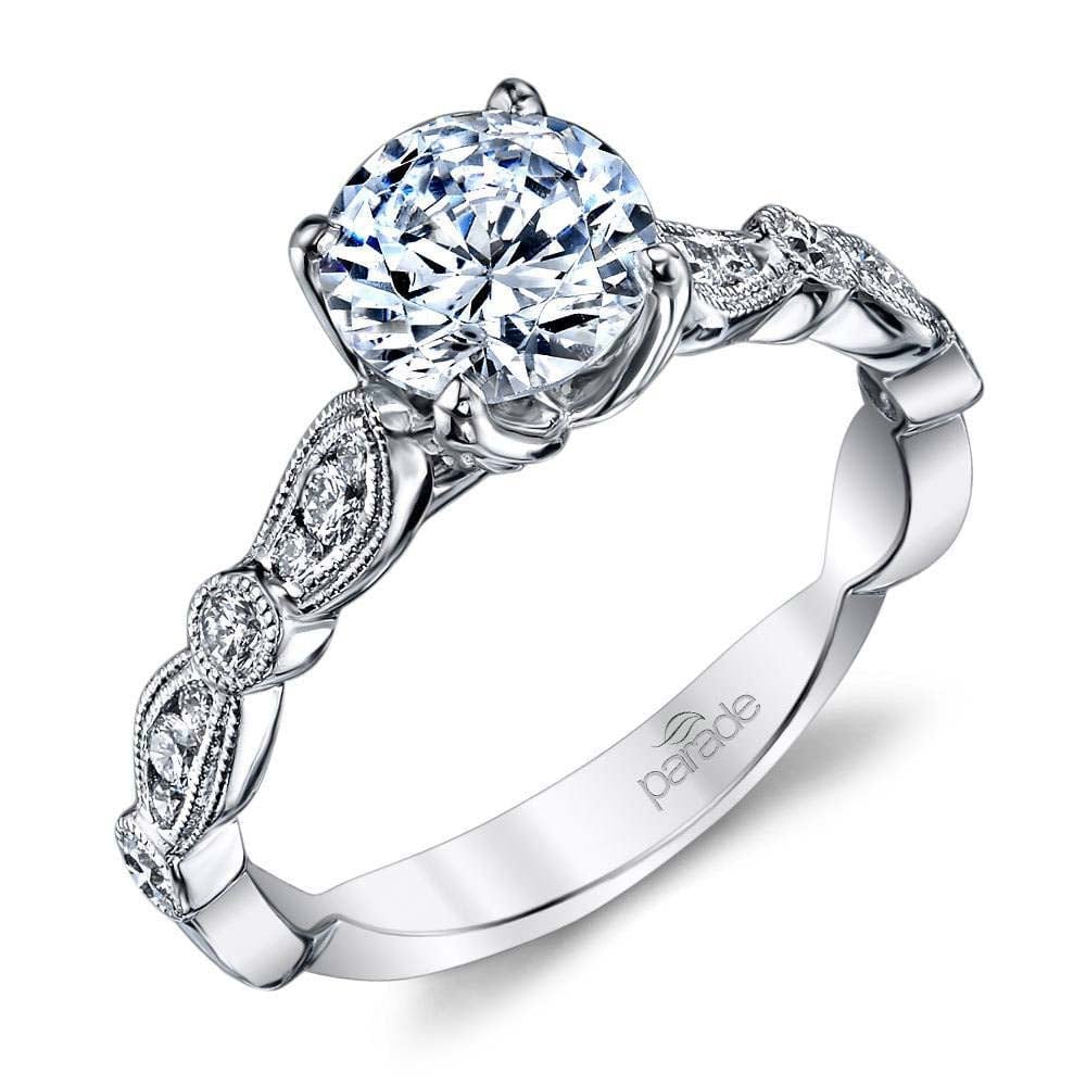 Cathedral Milgrain Engagement Ring In White Gold By Parade | Zoom