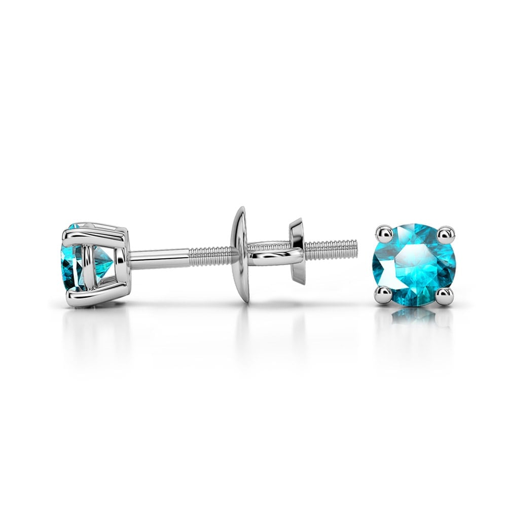 Aquamarine Stud Earrings In Platinum (3.2 Mm) | 03