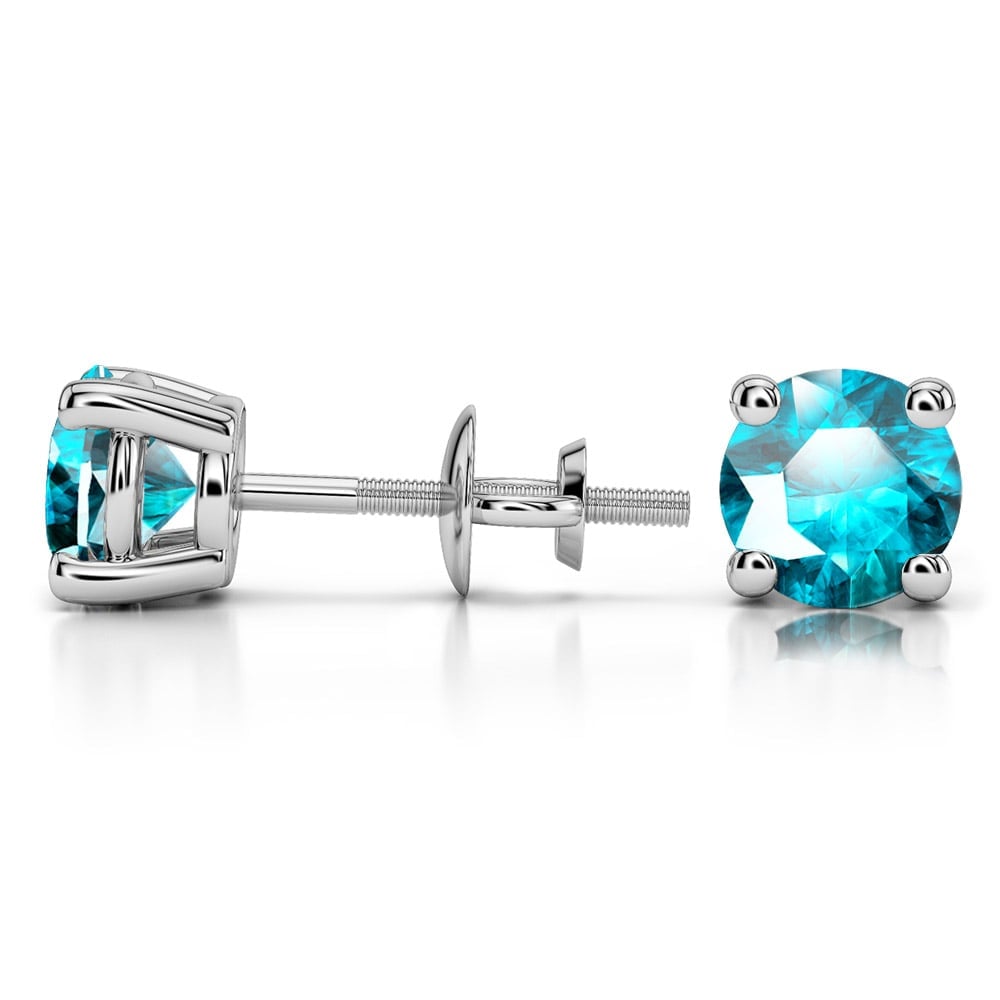 5.9 Mm Aquamarine Stud Earrings In Platinum | 03