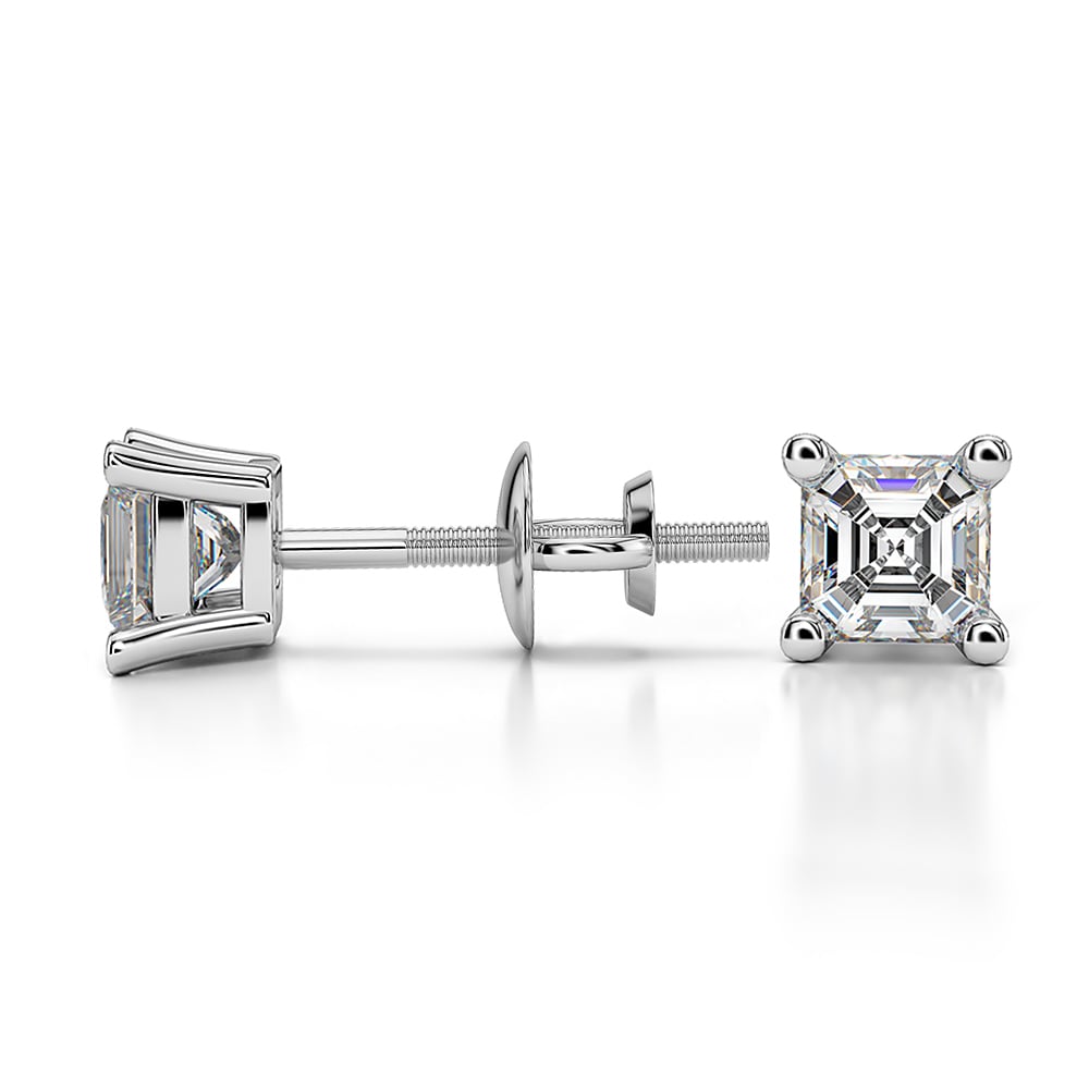 Asscher Diamond Stud Earrings in Platinum (1/2 ctw) | 03