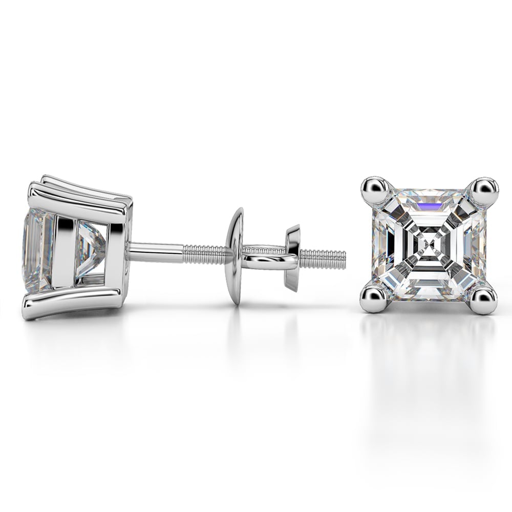 Three Carat Asscher Cut Diamond Earrings In Platinum | 03