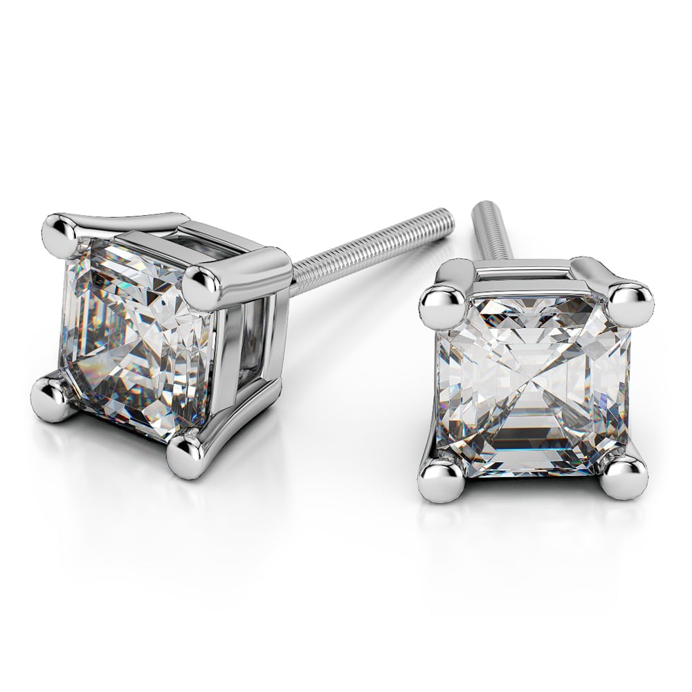 4 Carat Asscher Cut Diamond Stud Earrings In Platinum | 01