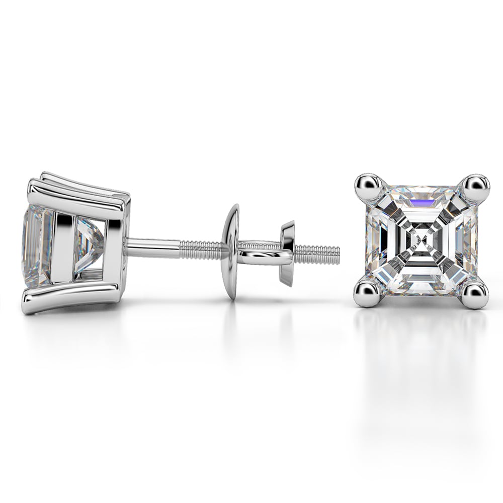 Three Carat Asscher Cut Diamond Earrings In White Gold | 03