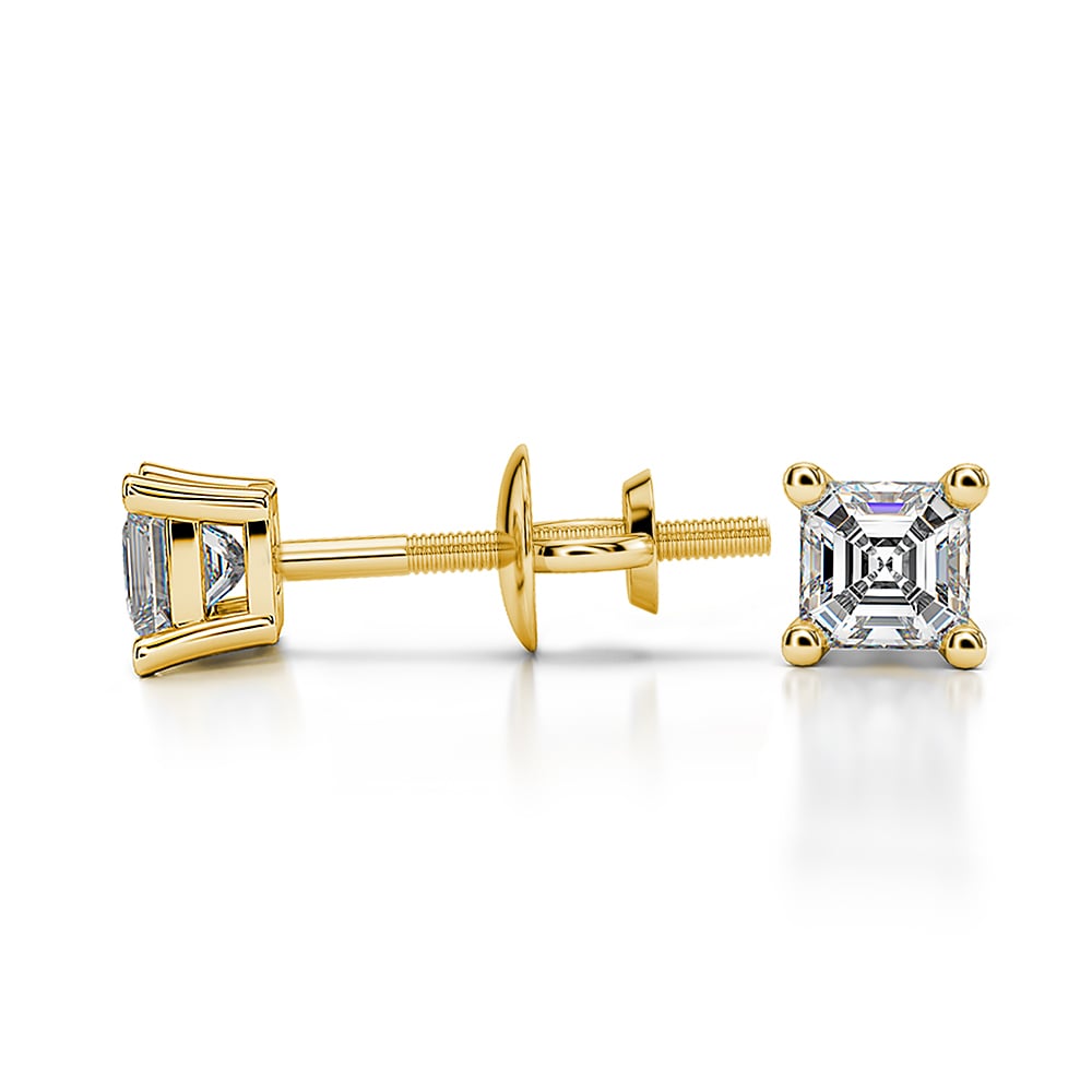 Asscher Diamond Stud Earrings in Yellow Gold (1/4 ctw) | 03
