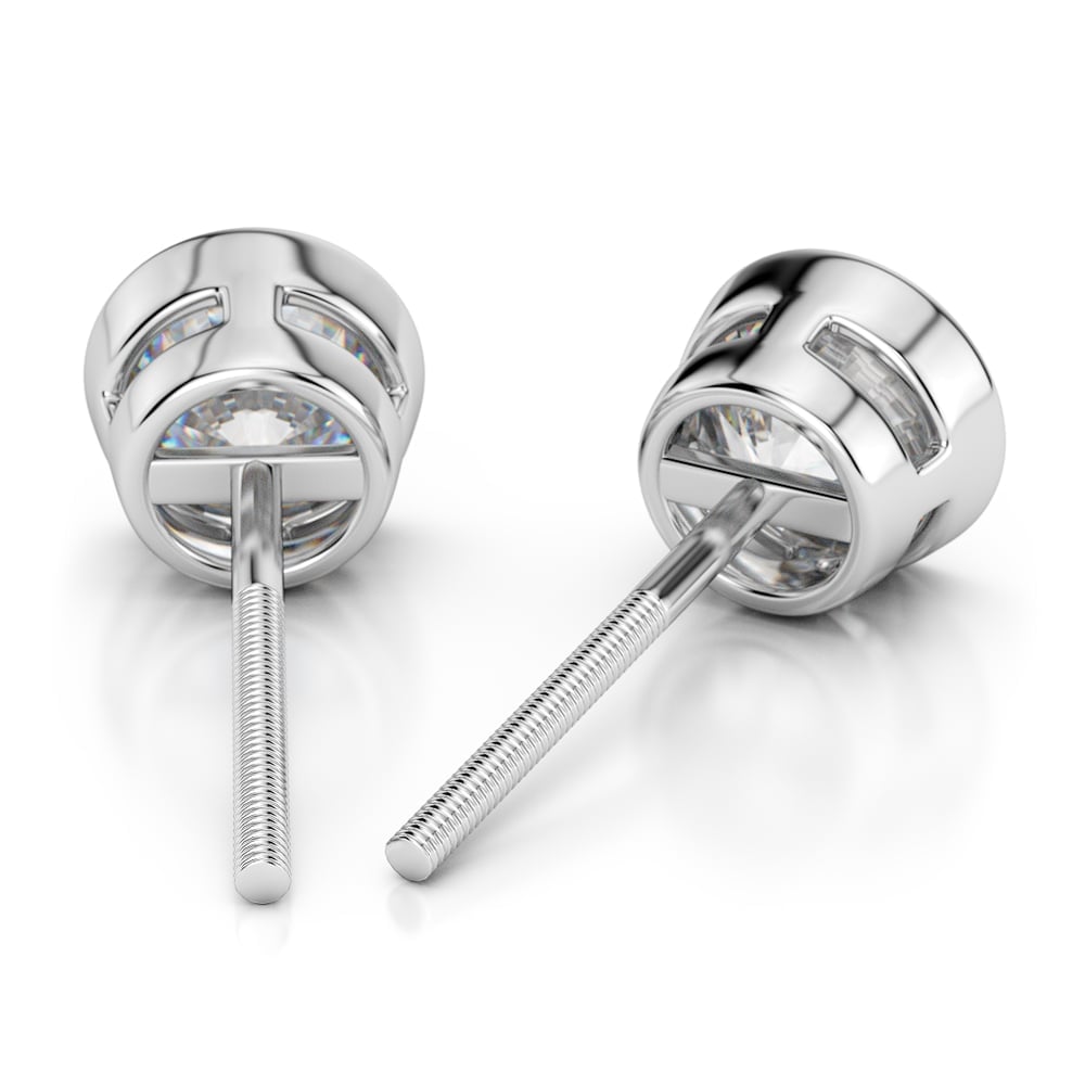 Bezel Diamond Stud Earrings in Platinum (4 ctw) | 02