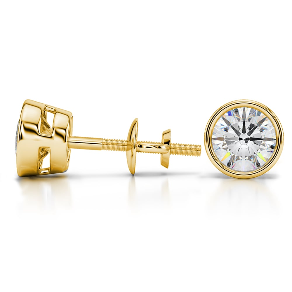 Bezel Diamond Stud Earrings in 14K Yellow Gold (2 ctw) | 03
