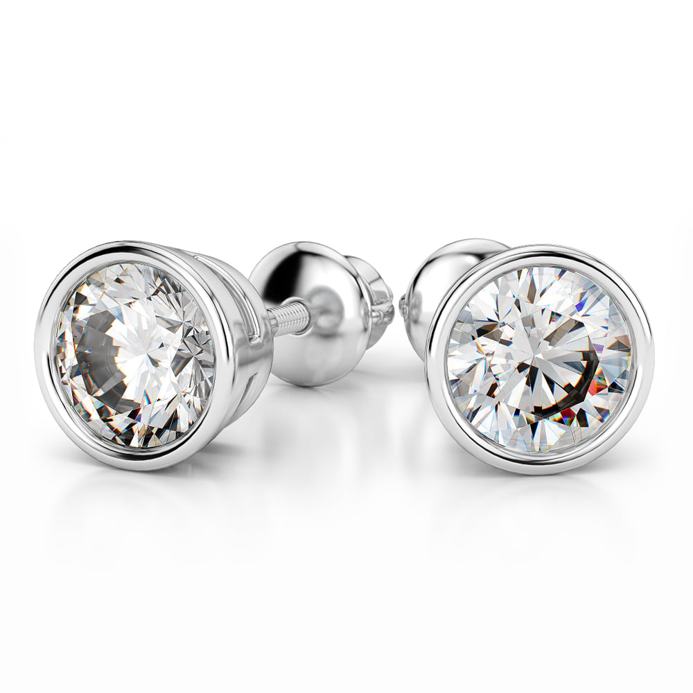 Bezel Diamond Earring Settings In White Gold (14k or 18k) | 04