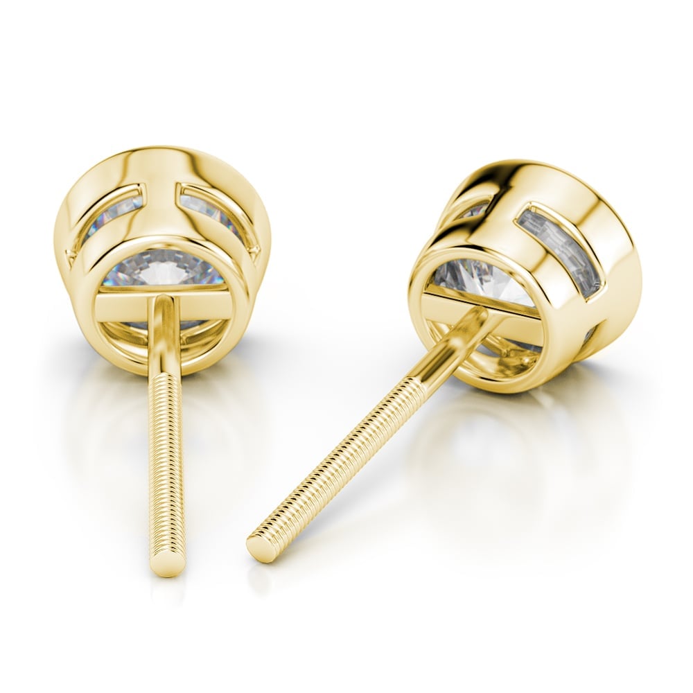 Bezel Diamond Earring Settings In Yellow Gold (14k or 18k) | 02