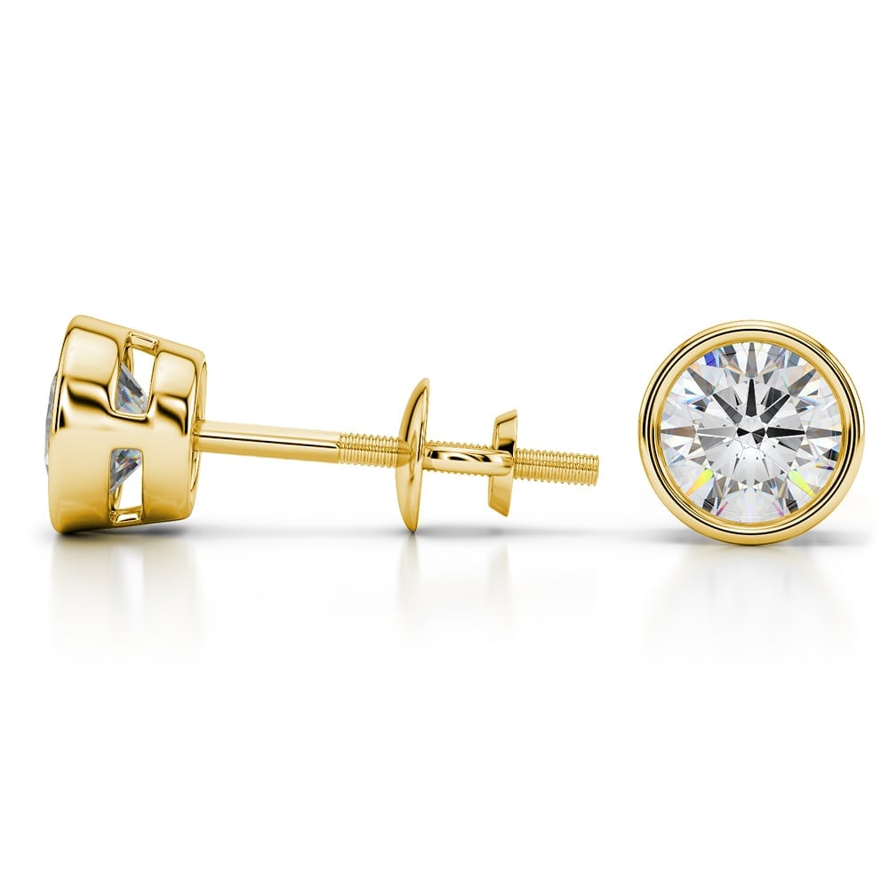 Bezel Diamond Earring Settings In Yellow Gold (14k or 18k) | 03
