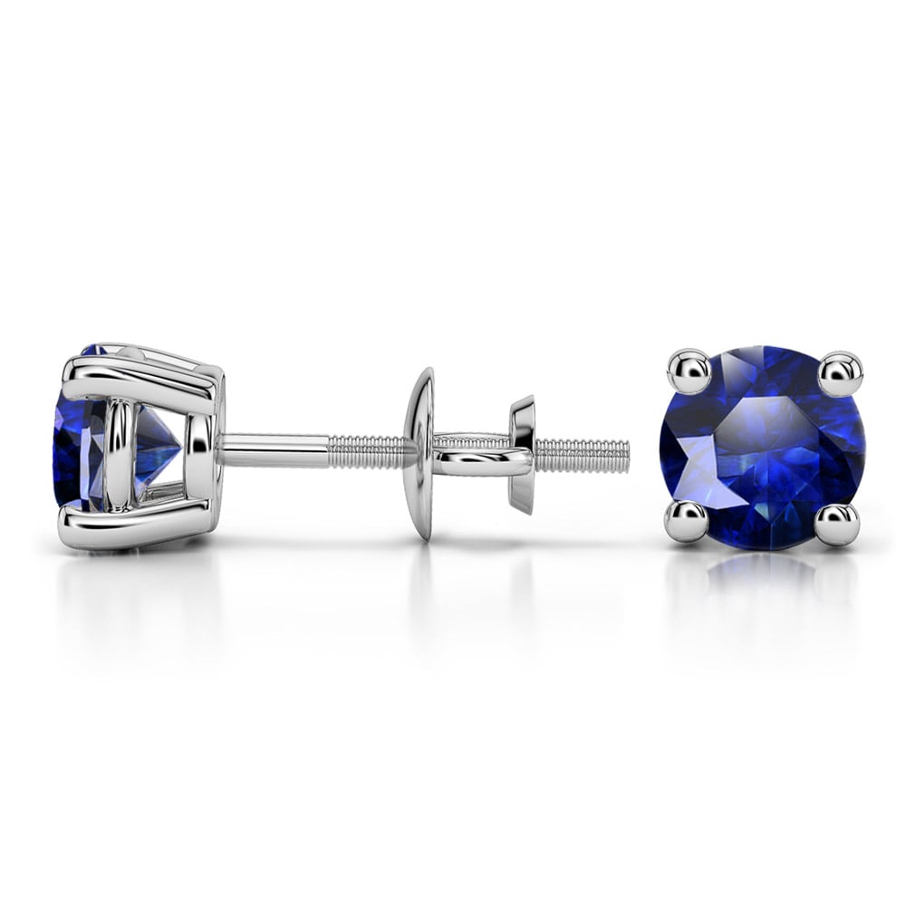 2 1/4 Ct Blue Sapphire Stud Earrings In Platinum (5.9 mm) | 03