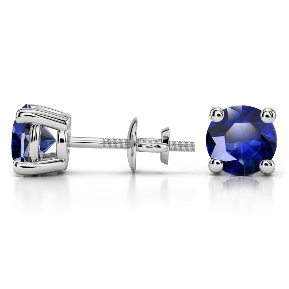 Large Blue Sapphire Stud Earrings In Platinum (7.5 mm) | 03