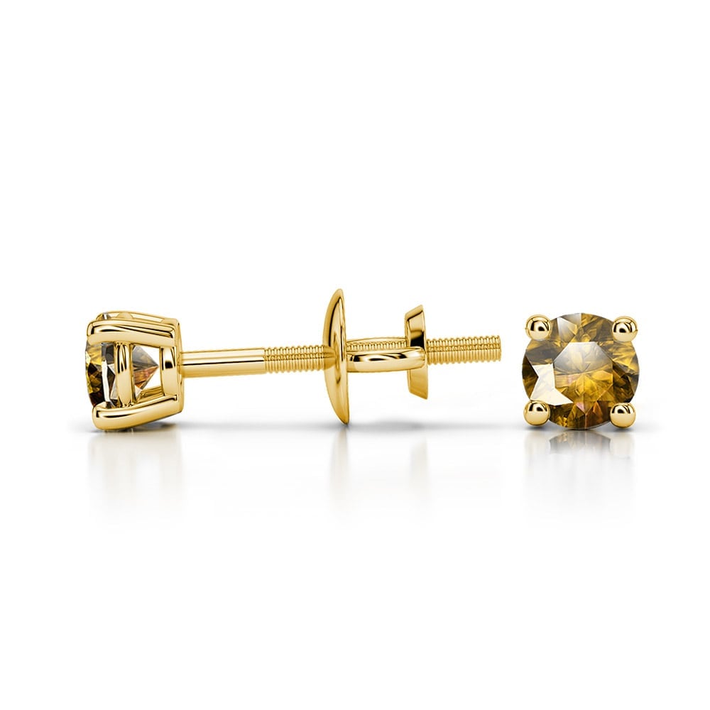 Citrine Stud Earrings In Gold (3.2 Mm) | 03