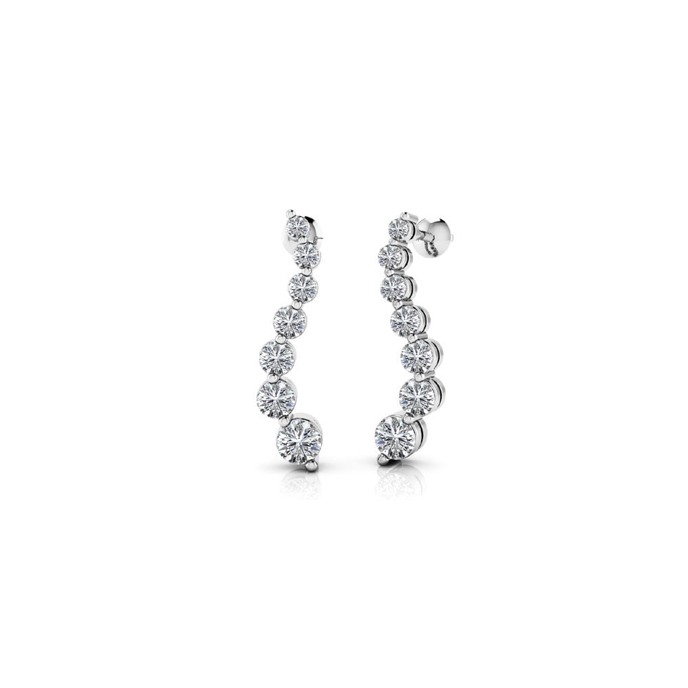 Diamond Drop Earrings In White Gold (1/2 ctw) - Curvy Design | 01