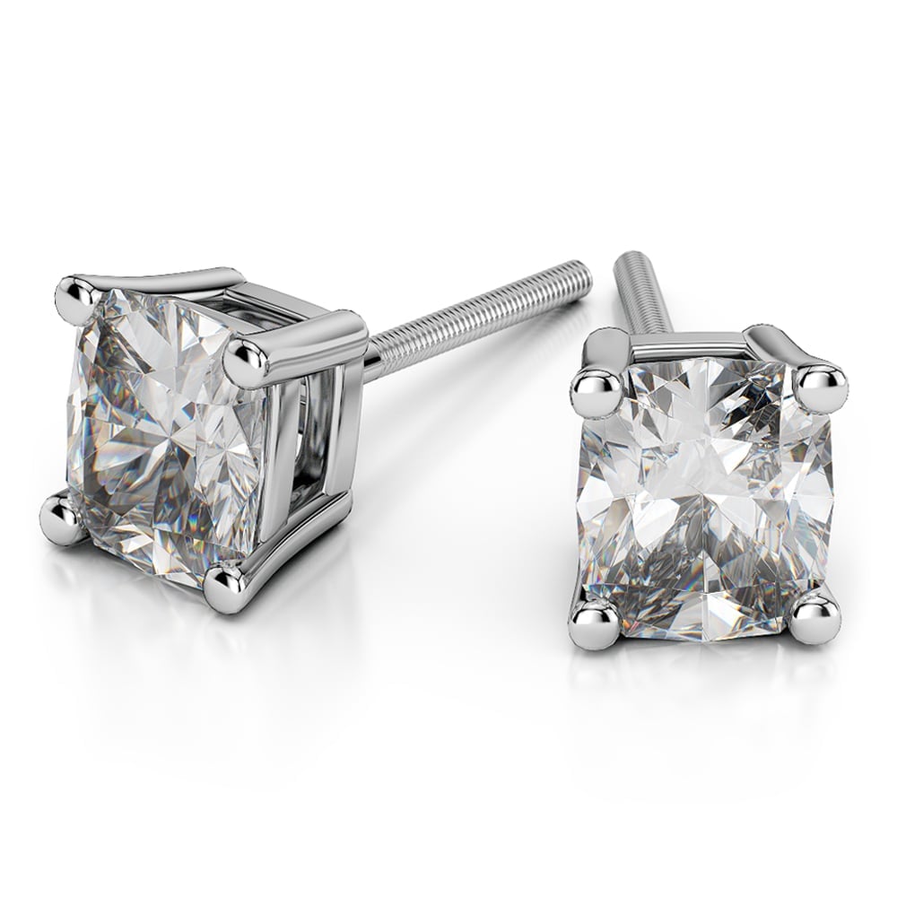 1/2 Carat Diamond Earrings In Platinum - Cushion Cut | 01