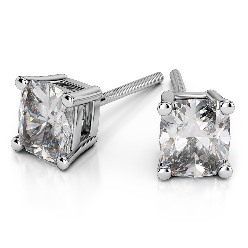 2 Ctw Cushion Cut Diamond Earrings in Platinum | 01