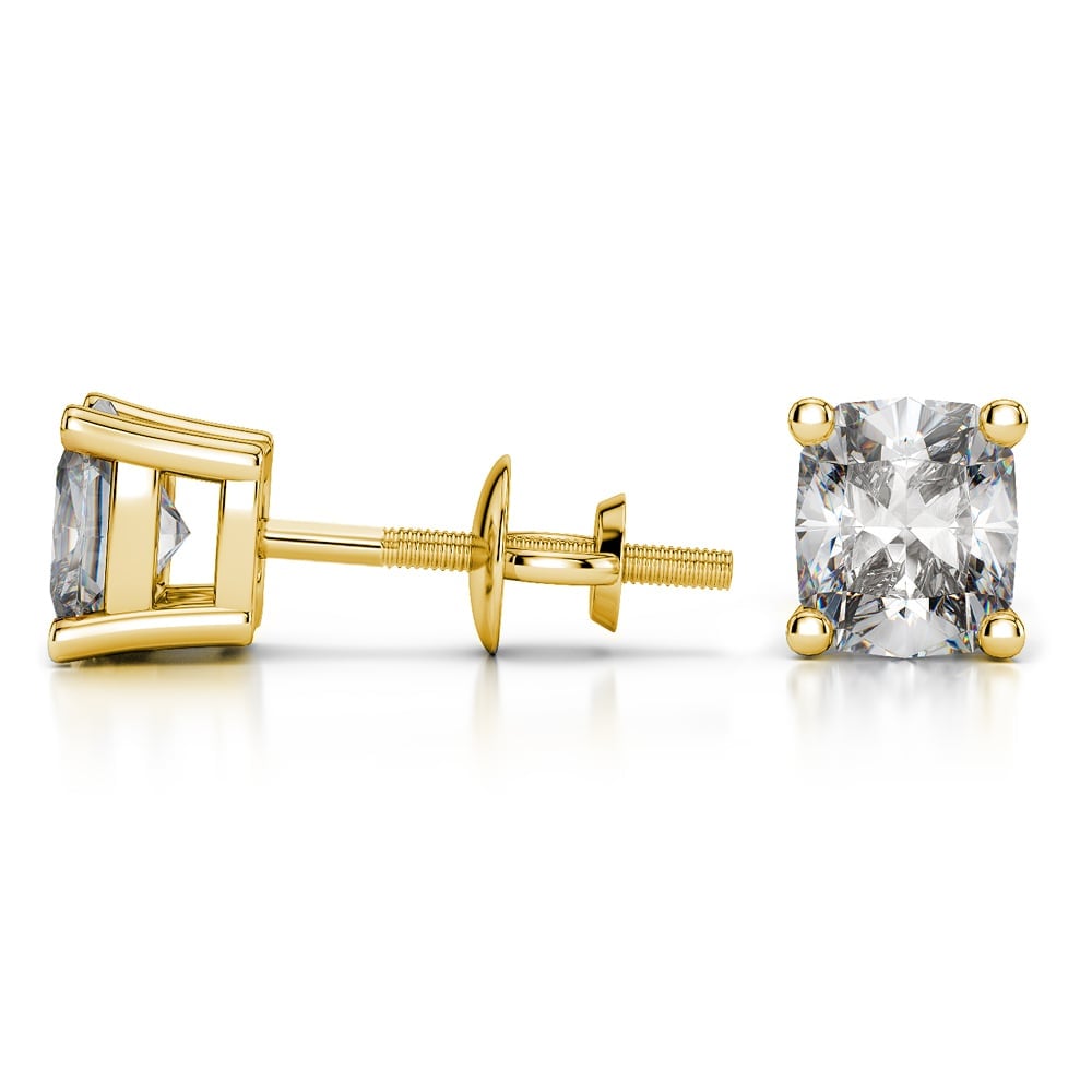 Cushion Diamond Stud Earrings in Yellow Gold (4 ctw) | 03