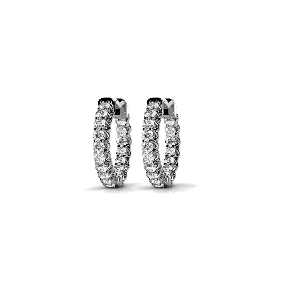 Diamond U-Prong Hoop Earrings in White Gold (3/4 ctw) | 01