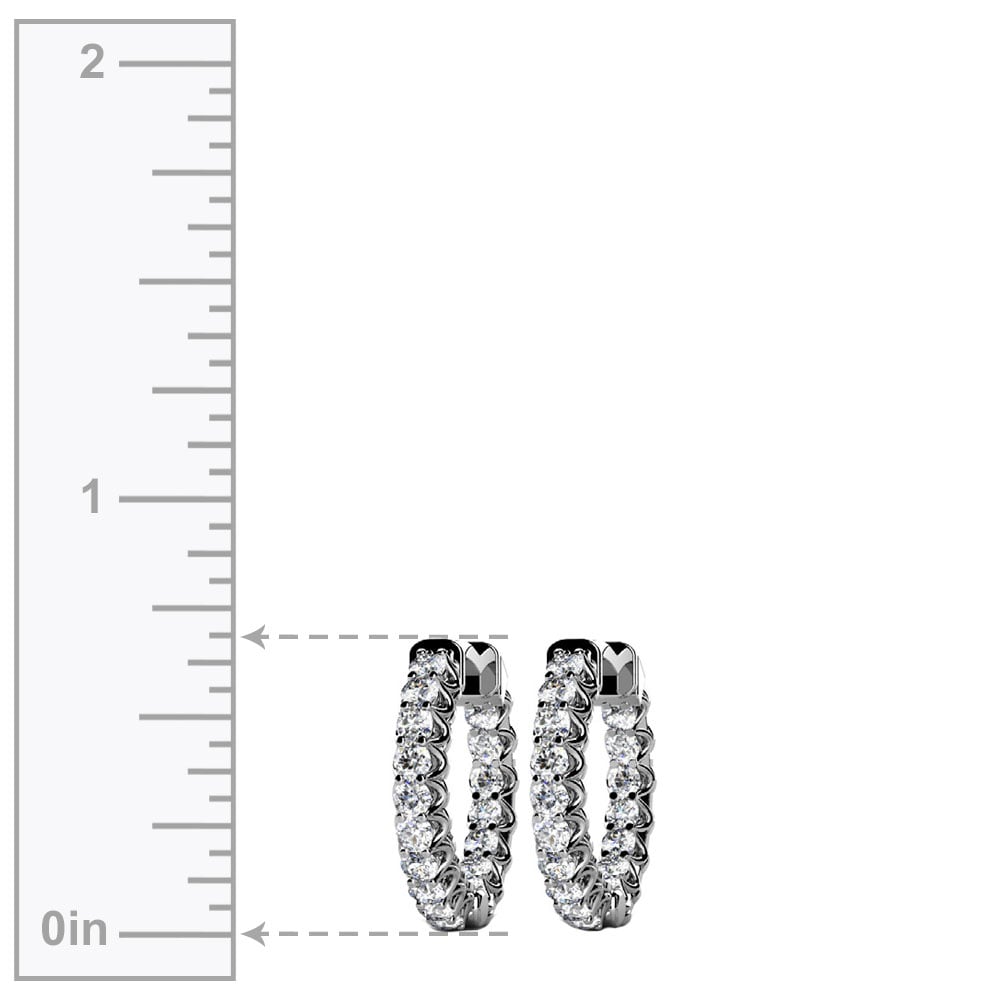 Diamond U-Prong Hoop Earrings in White Gold (3/4 ctw) | 03