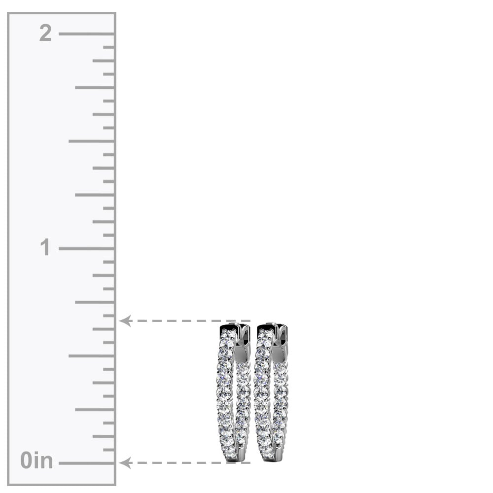 1/2 Carat Diamond Hoop Earrings In 14k White Gold | 03