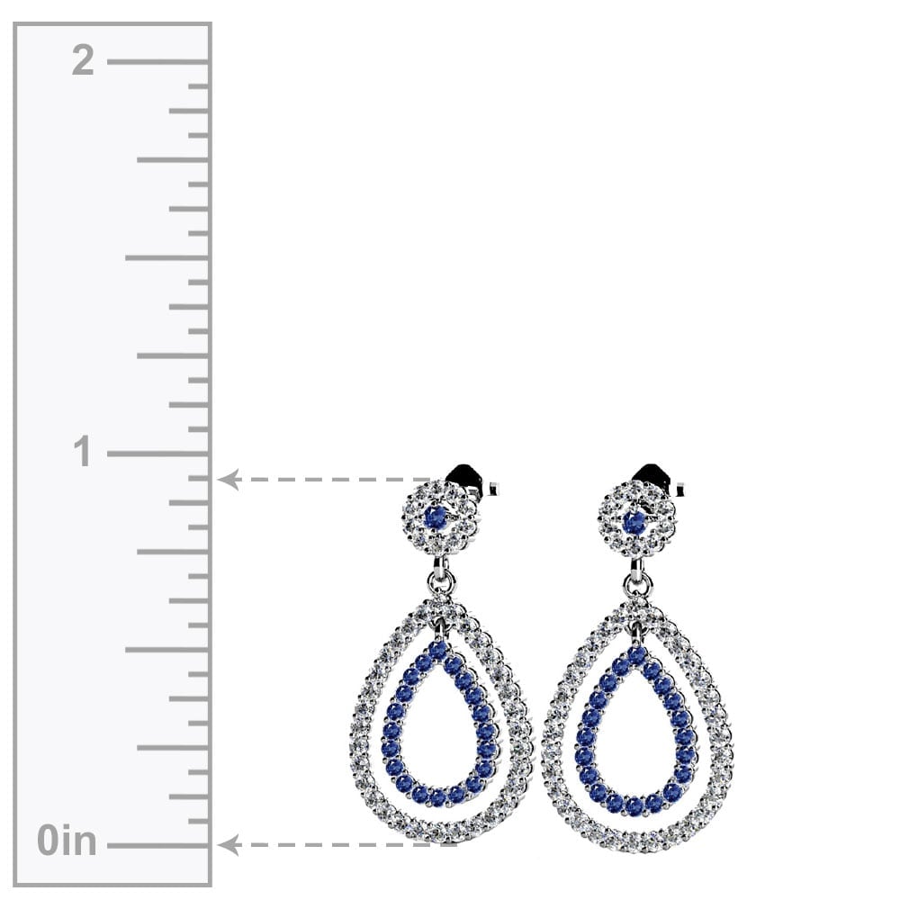 Sapphire And Diamond Earrings In White Gold (Teardrop Design) | 02