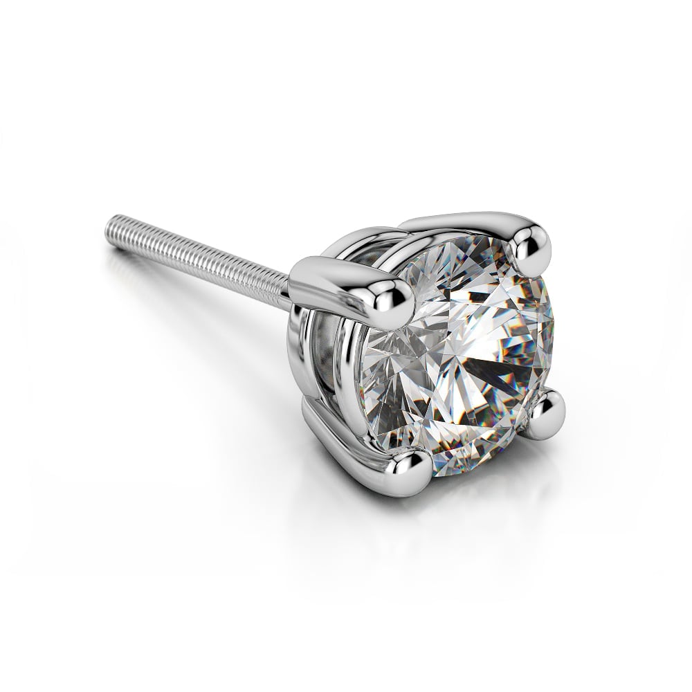 Single Four Prong Diamond Stud Earring Setting In Platinum | 01
