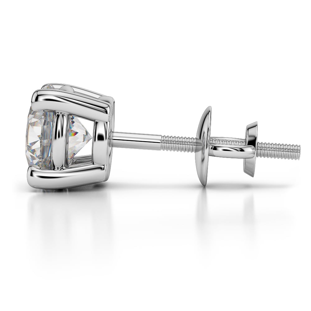 Single Four Prong Diamond Stud Earring Setting In Platinum | 03