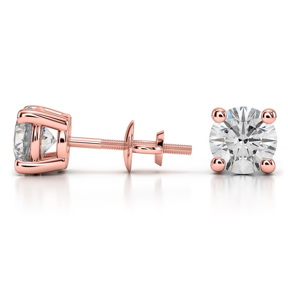 Four Prong Earring Settings (Round) in Rose Gold | 03