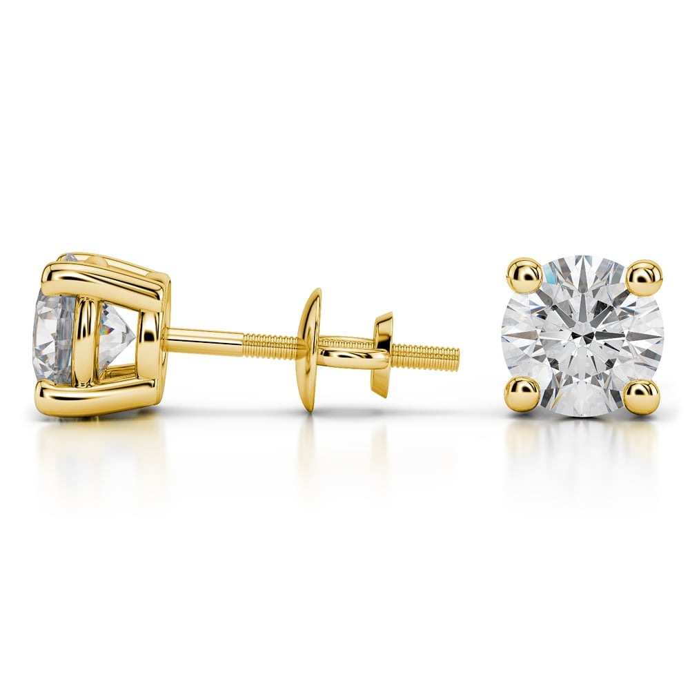 Four Prong Earring Settings (Round) in Yellow Gold | 03