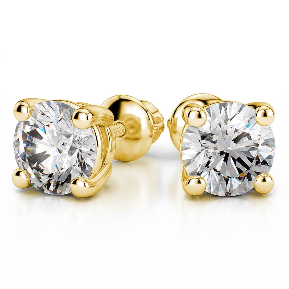 Four Prong Earring Settings (Round) in Yellow Gold | 04