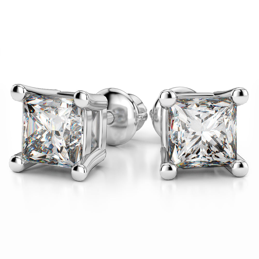 Four Prong Diamond Earring Settings (Square) in Platinum | 04