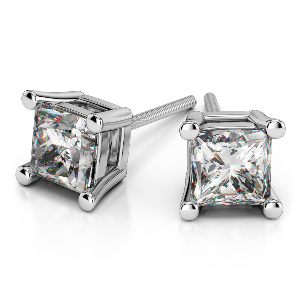 Four Prong Earring Settings (Square) in White Gold | 01