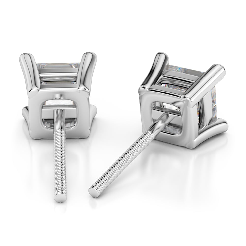 Four Prong Earring Settings (Square) in White Gold | 02