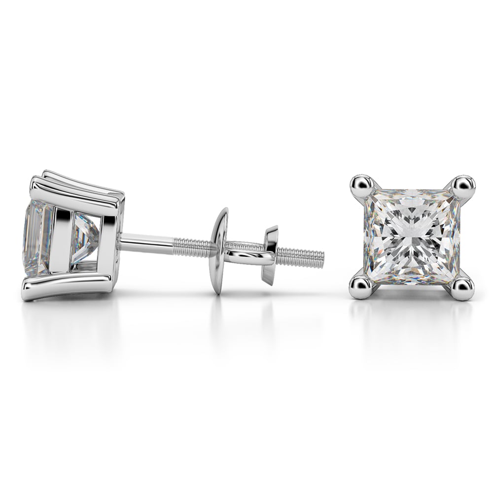 Four Prong Earring Settings (Square) in White Gold | 03
