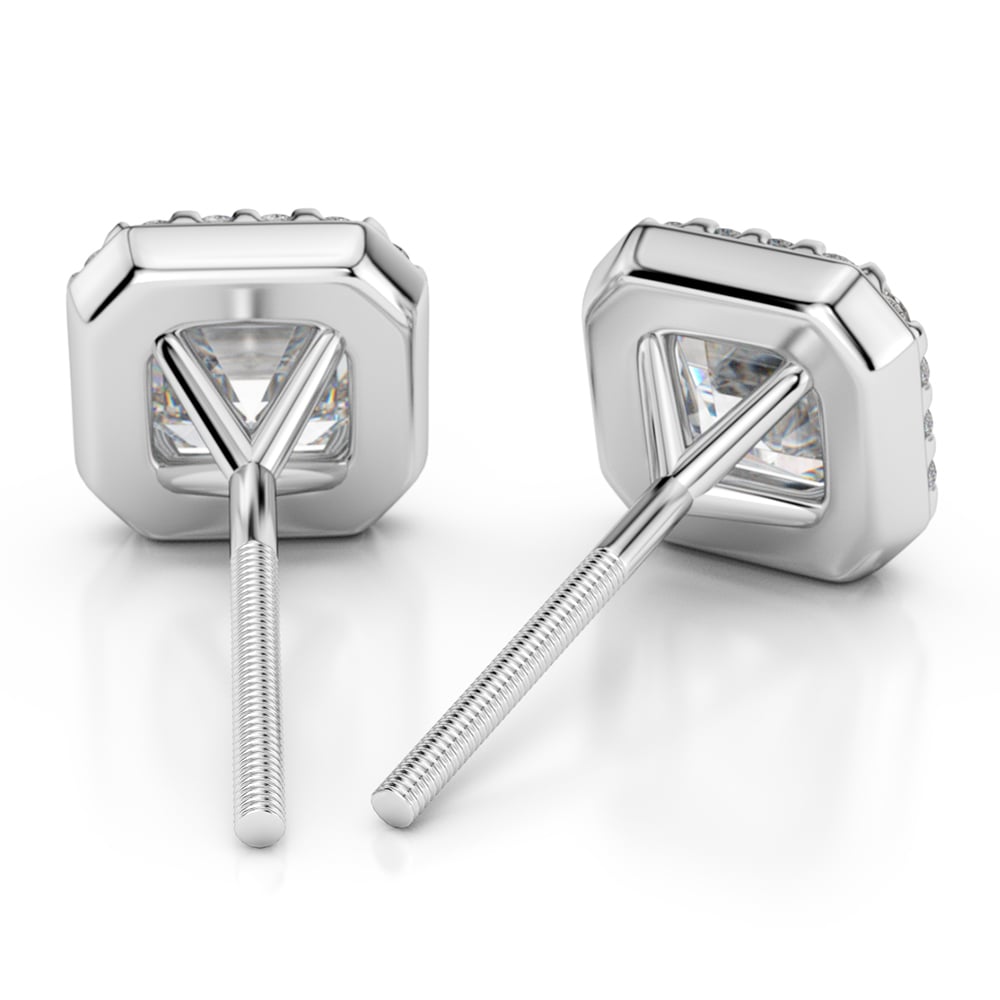 Halo Asscher Cut Diamond Earrings In White Gold (Settings) | 02