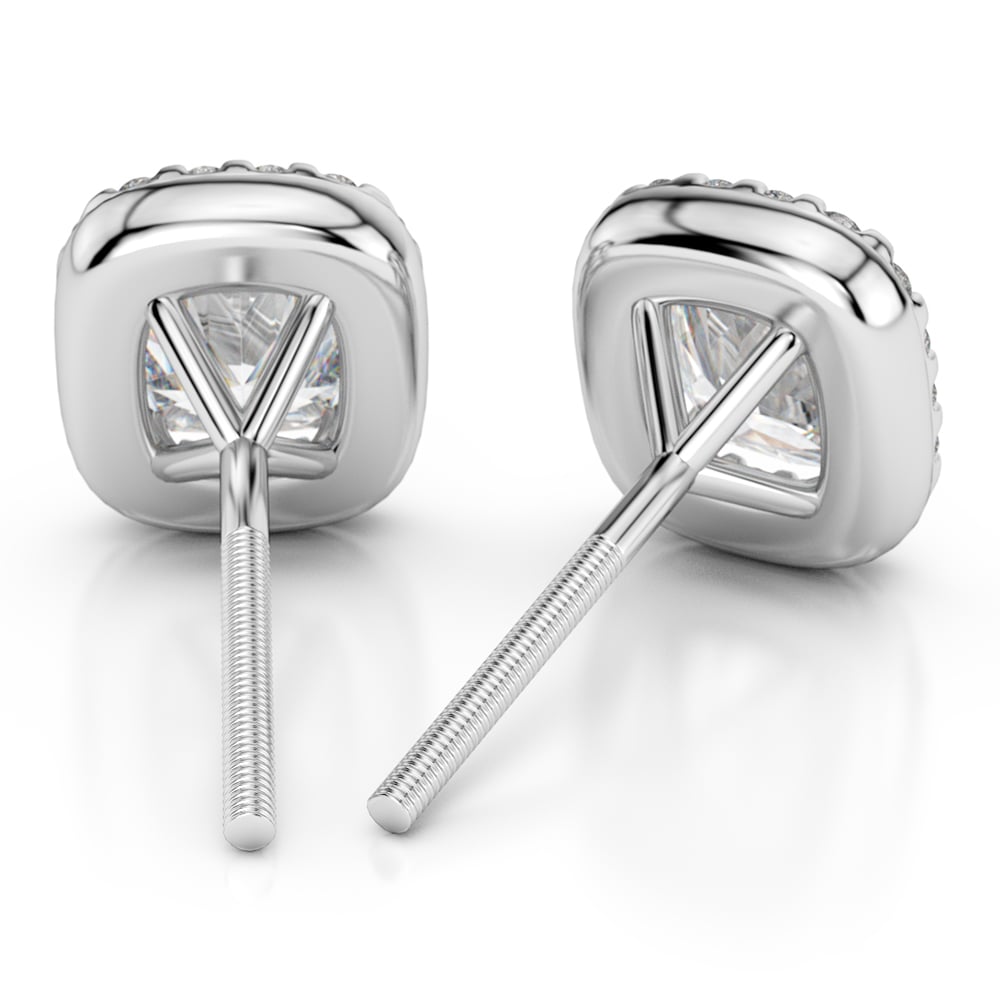 Halo Cushion Diamond Earrings in Platinum (1 1/2 ctw) | 02